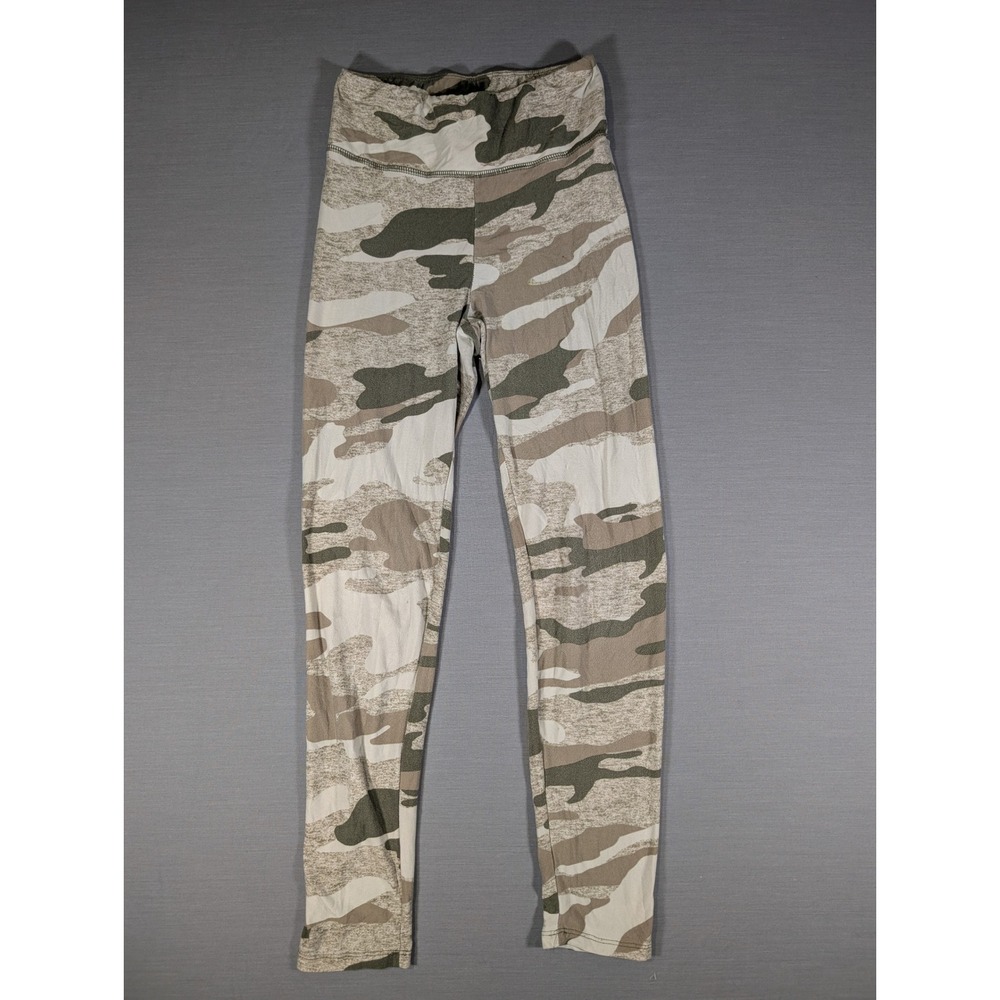 Derek Heart Camo Print Leggings Green Tan Cream Small High Rise Activewear